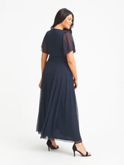 Scarlett & Jo Blue Kemi Bolero Wrap Bodice Mesh Maxi Gown - Image 4 of 4
