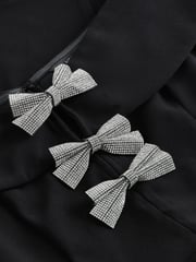 Black Off-the-Shoulder Bardot Diamante Sparkle Bow Detail Mini Dress - Image 7 of 8