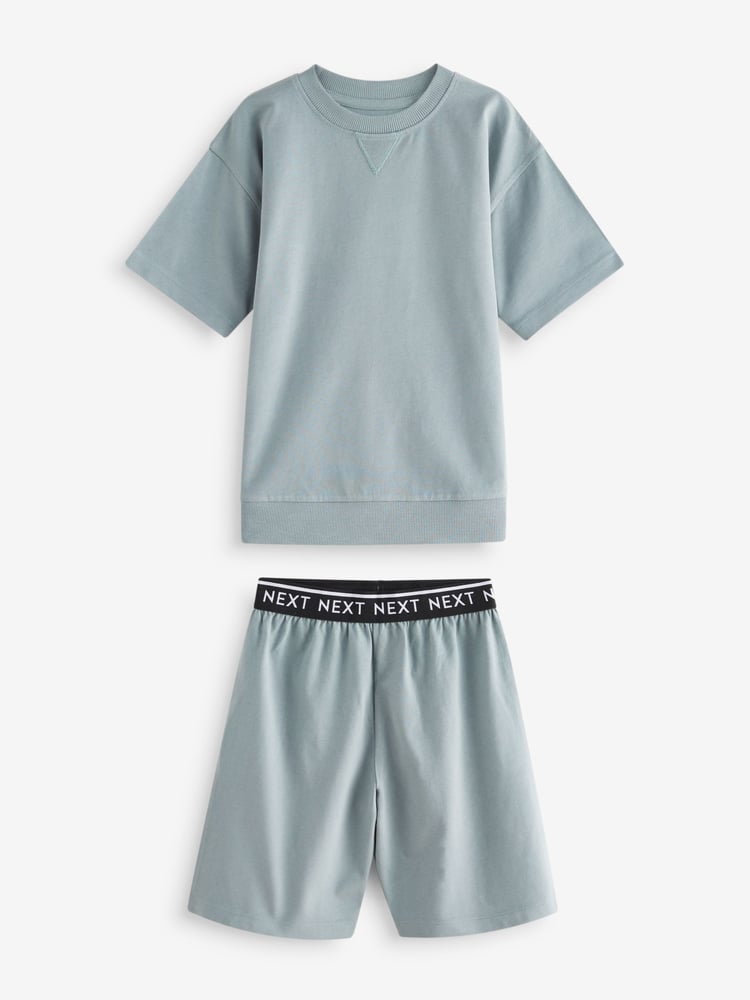 Sage Green Short 100% Cotton Pyjamas 3 Pack (3-16yrs) - Image 2 of 7 Sage Green Short 100% Cotton Pyjamas 3 Pack (3-16yrs) - Image 2 of 7