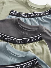 Sage Green Short 100% Cotton Pyjamas 3 Pack (3-16yrs) - Image 6 of 7