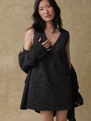 Black Sequin Boucle Mini Dress - Image 1 of 10