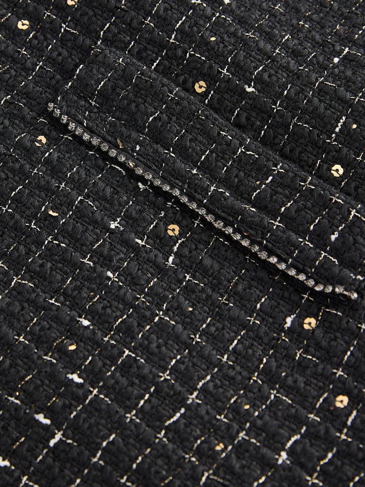 Black Sequin Boucle Mini Dress - Image 10 of 10