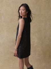 Black Sequin Boucle Mini Dress - Image 3 of 10