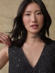 Black Sequin Boucle Mini Dress - Image 5 of 10