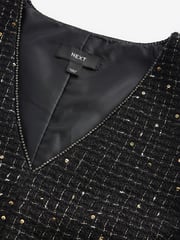 Black Sequin Boucle Mini Dress - Image 8 of 10