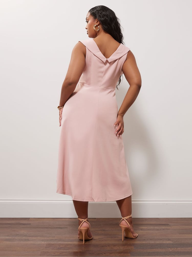 Yours Curve Pink London Tuxedo High Low Dress - Image 2 of 5