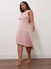 Yours Curve Pink London Tuxedo High Low Dress - Image 3 of 5
