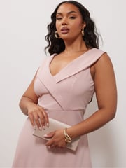 Yours Curve Pink London Tuxedo High Low Dress - Image 4 of 5