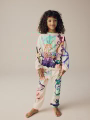 Cream/Pink/Green 100% Cotton Reindeer Christmas Joggers (3-16yrs) - Image 1 of 14
