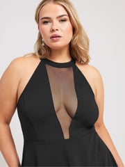 Yours Curve Black Choker Peplum Blouses - Image 2 of 5