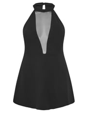 Yours Curve Black Choker Peplum Blouses - Image 5 of 5