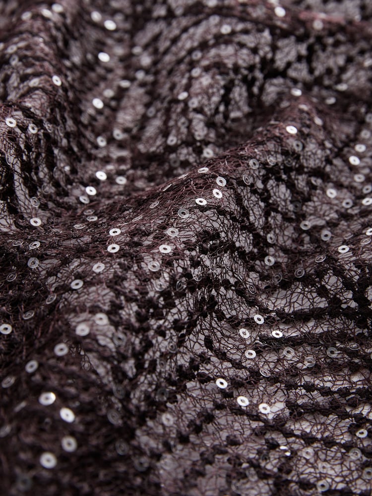 Burgundy Red Long Sleeve Sequin Leaf Blouse - Image 6 of 6