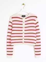 River Island Red Stripe Textured Knitted Cardigan - Image 5 of 6