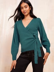 Friends Like These Green Cosy Knitted Tie Wrap Cardigan - Image 1 of 4