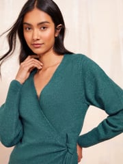 Friends Like These Green Cosy Knitted Tie Wrap Cardigan - Image 2 of 4