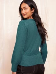 Friends Like These Green Cosy Knitted Tie Wrap Cardigan - Image 4 of 4