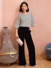 Love & Roses Grey Petite Embellished 3/4 Sleeve Blouse - Image 3 of 4