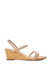 Dune London Pink Kalia Embellished Low Cork Wedge Sandals - Image 5 of 6