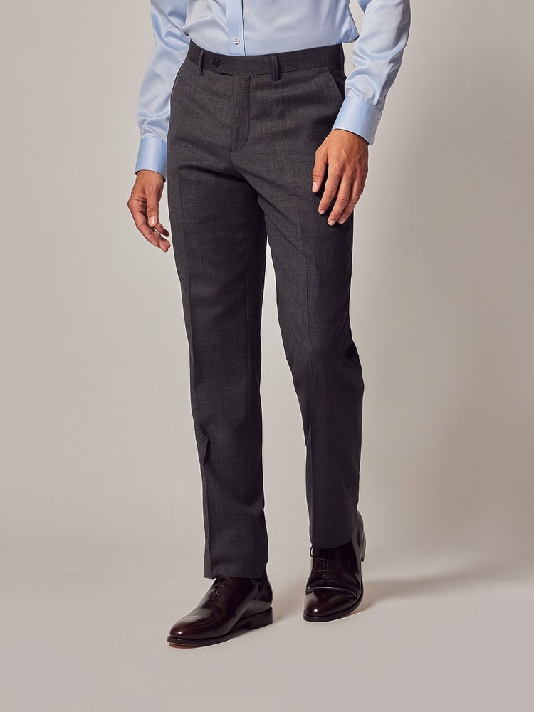 Hawes & Curtis Slim Grey Twill Suit Trousers - Image 1 of 3