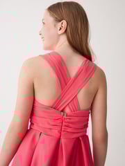 Baker by Ted Baker Coral Pink Chiffon Scuba Dress - Image 4 of 5