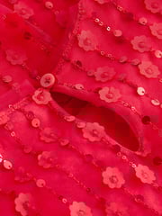 Red Sequin Mesh Flower Party Dress (3-16yrs) - Image 4 of 7