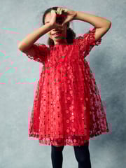 Red Sequin Mesh Flower Party Dress (3-16yrs) - Image 5 of 7