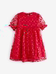 Red Sequin Mesh Flower Party Dress (3-16yrs) - Image 6 of 7