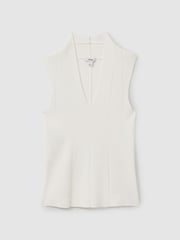 Reiss Ivory Kimmy Knitted Sleeveless V-Neck Vest - Image 2 of 6