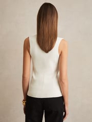 Reiss Ivory Kimmy Knitted Sleeveless V-Neck Vest - Image 5 of 6