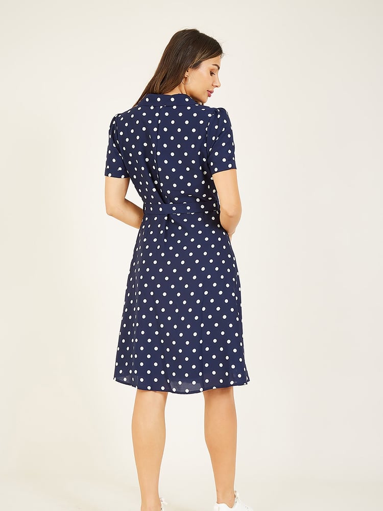 Yumi Blue Spot Retro Shirt Dress - Image 2 of 4