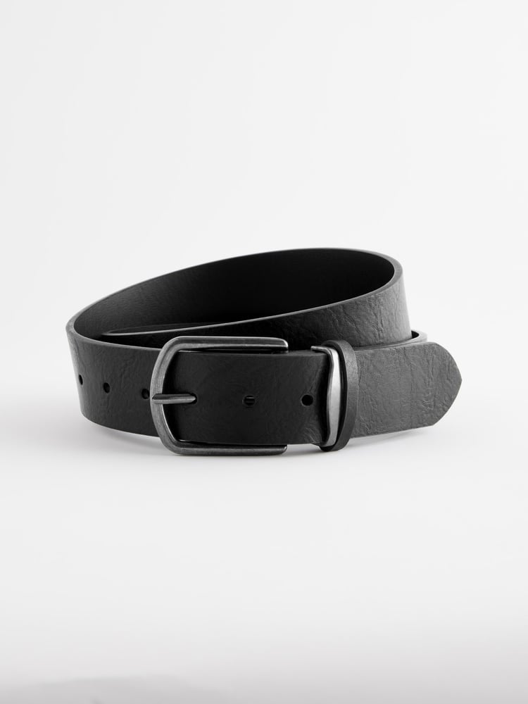 Black Distressed Faux Leather Belt - Image 2 of 3 Black Distressed Faux Leather Belt - Image 2 of 3
