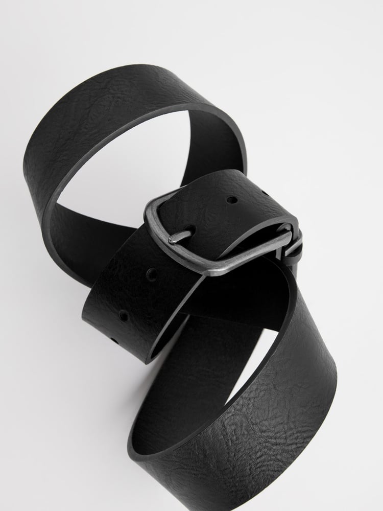 Black Distressed Faux Leather Belt - Image 3 of 3