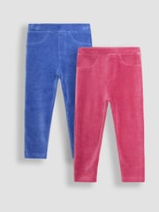 JoJo Maman Bébé Pink & Blue 2-Pack Jersey Cord Jeggings - Image 1 of 5