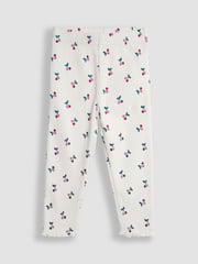 JoJo Maman Bébé Cream Cherry Rib Frill Leggings 2 Pack - Image 2 of 7