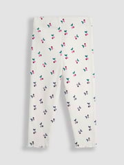 JoJo Maman Bébé Cream Cherry Rib Frill Leggings 2 Pack - Image 3 of 7