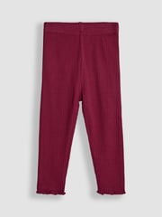JoJo Maman Bébé Cream Cherry Rib Frill Leggings 2 Pack - Image 4 of 7