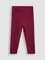 JoJo Maman Bébé Cream Cherry Rib Frill Leggings 2 Pack - Image 5 of 7