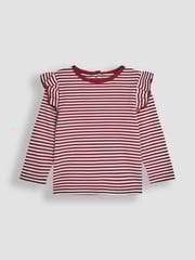 JoJo Maman Bébé Purple 2-Pack Ditsy Floral & Stripe Frill Tops - Image 4 of 5