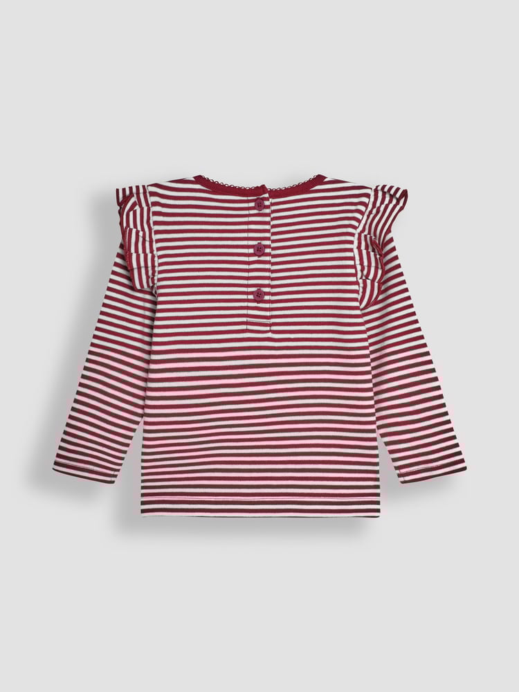 JoJo Maman Bébé Purple 2-Pack Ditsy Floral & Stripe Frill Tops - Image 5 of 5