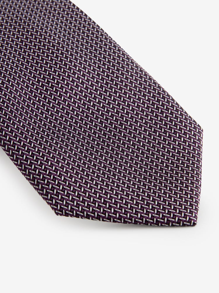Purple Silk Textured Tie - Image 2 of 3 Purple Silk Textured Tie - Image 2 of 3