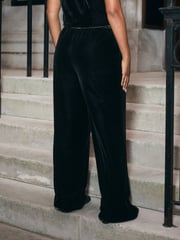 Black Velvet Wide Leg Trousers - Image 2 of 7