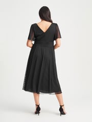 Scarlett & Jo Black Victoria Angel Sleeve Mesh Midi long Dress - Image 2 of 5