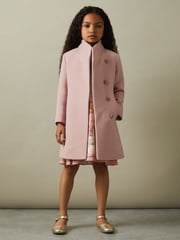 Reiss Pink Kia 4-9 yrs Wool Blend Funnel Neck Coat - Image 1 of 4