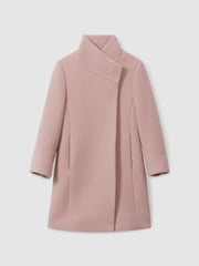 Reiss Pink Kia 4-9 yrs Wool Blend Funnel Neck Coat - Image 2 of 4
