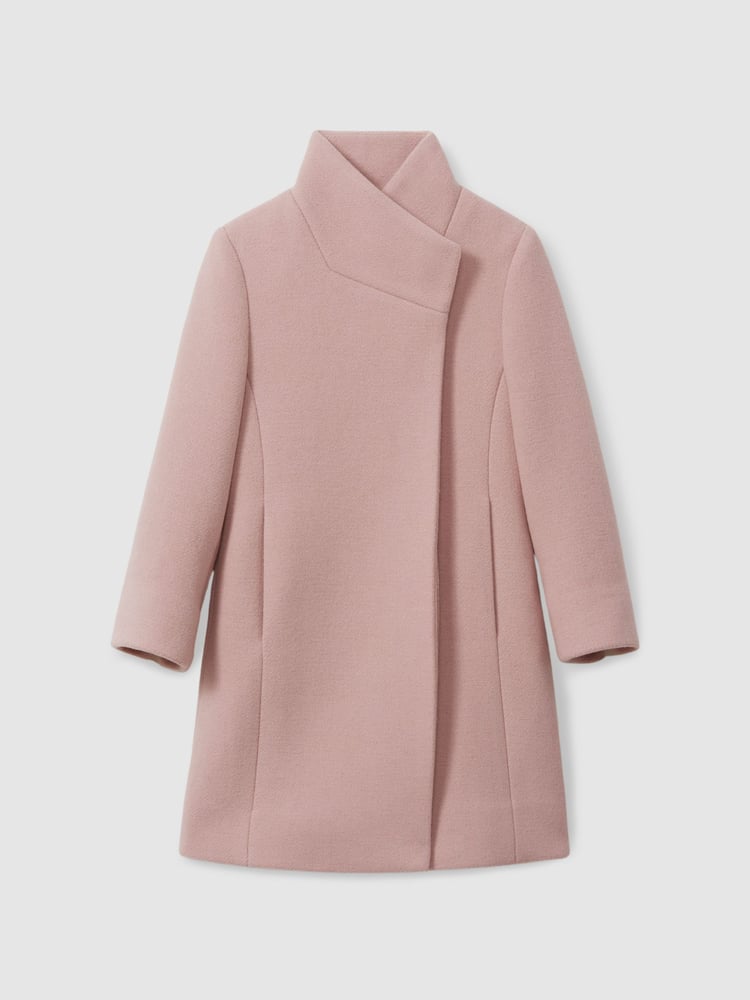 Reiss Pink Kia 4-9 yrs Wool Blend Funnel Neck Coat - Image 2 of 4