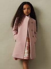 Reiss Pink Kia 4-9 yrs Wool Blend Funnel Neck Coat - Image 3 of 4