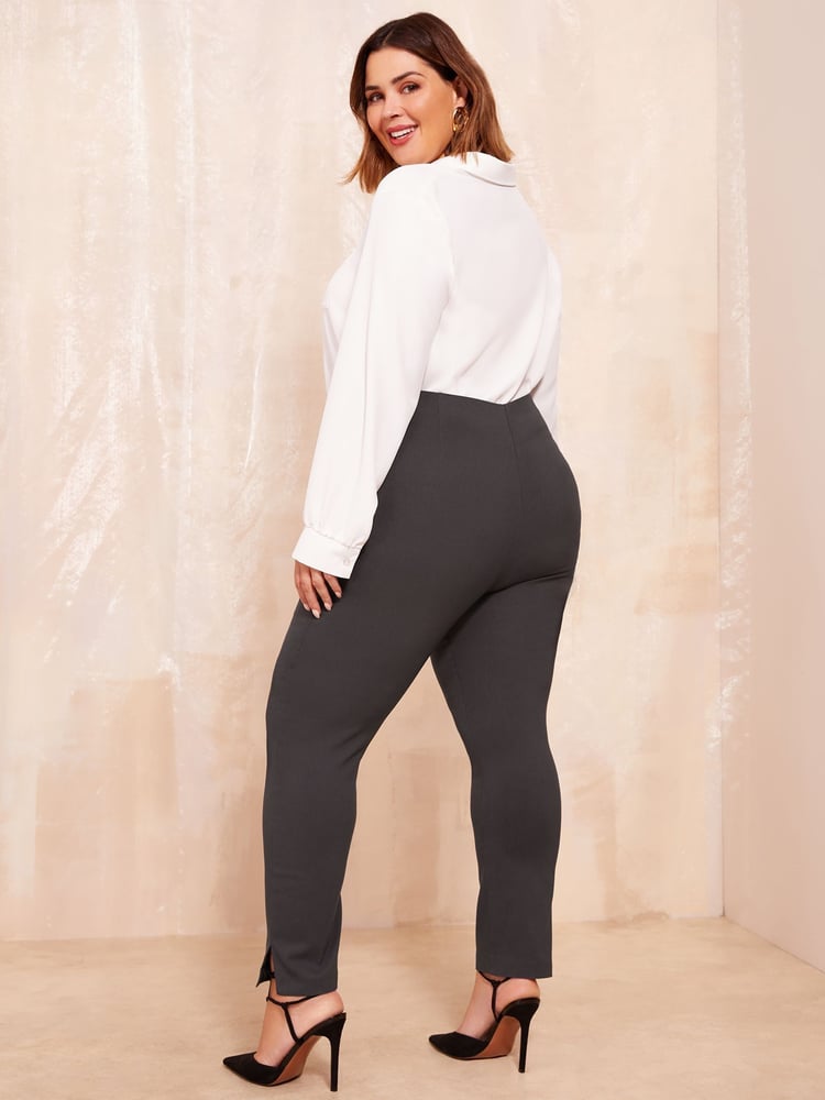 Friends Like These Grey Curve Sculpting Stretch Trousers - Image 4 of 4