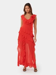 Forever New Red Olivia Ruffle Dress - Image 1 of 4