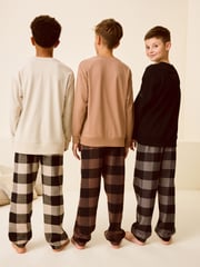 Neutral/Black Woven Check Pyjamas 3 Pack (3-16yrs) - Image 2 of 15