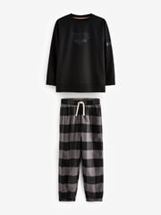 Neutral/Black Woven Check Pyjamas 3 Pack (3-16yrs) - Image 7 of 15